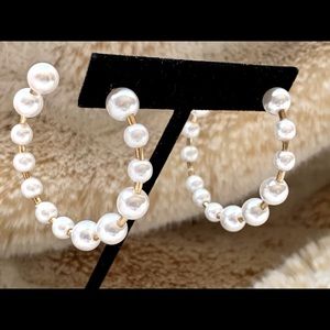 Faux pearl hoop earrings